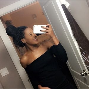 Off the shoulder black dress